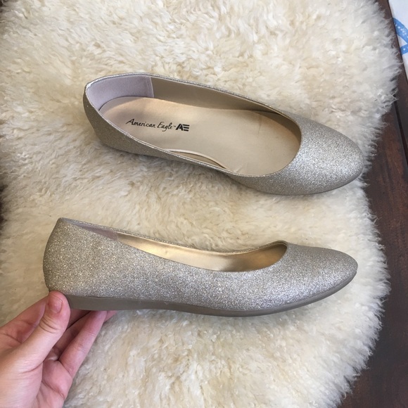 AEO - Glitter Silver Gold Metallic Ballet Flats 8.5 - Picture 2 of 16